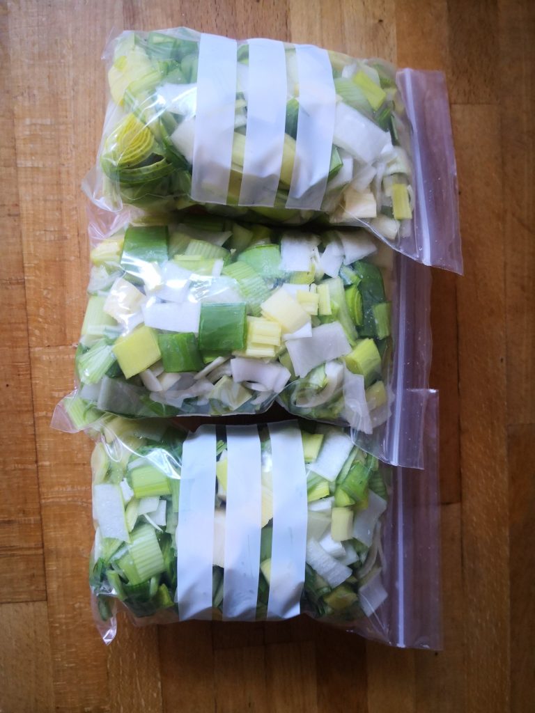 Freezing leeks