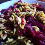 Beetroot pesto and feta pasta