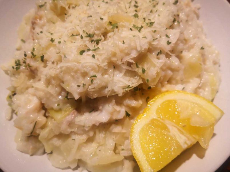 Cabbage and smoked haddock risotto