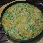 Marrow, peas, lemon and mint risotto