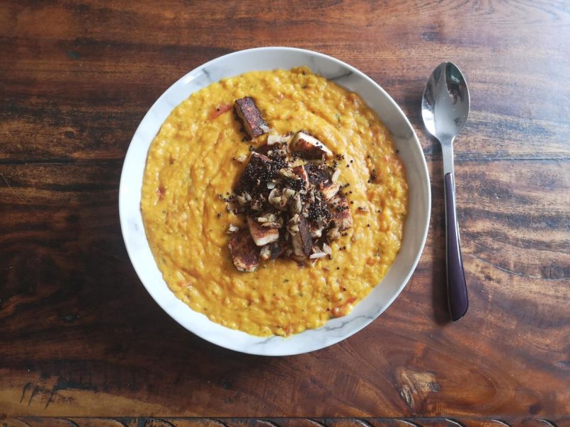 Onion, tomato and coconut dahl