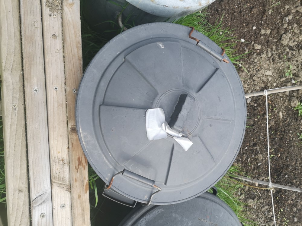 Covered container with nettle feed