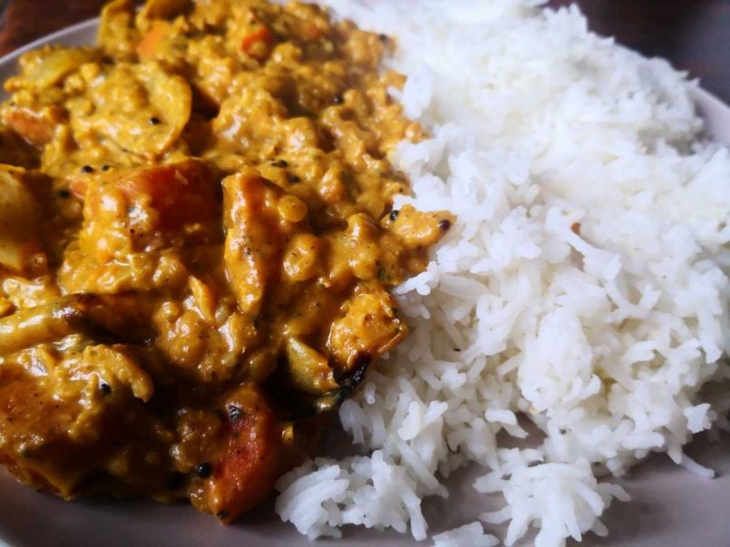 Roasted carrot onion and ginger curry