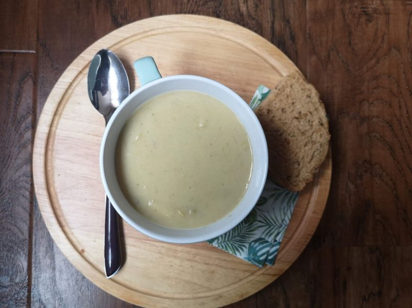 Celery soup with braised celery