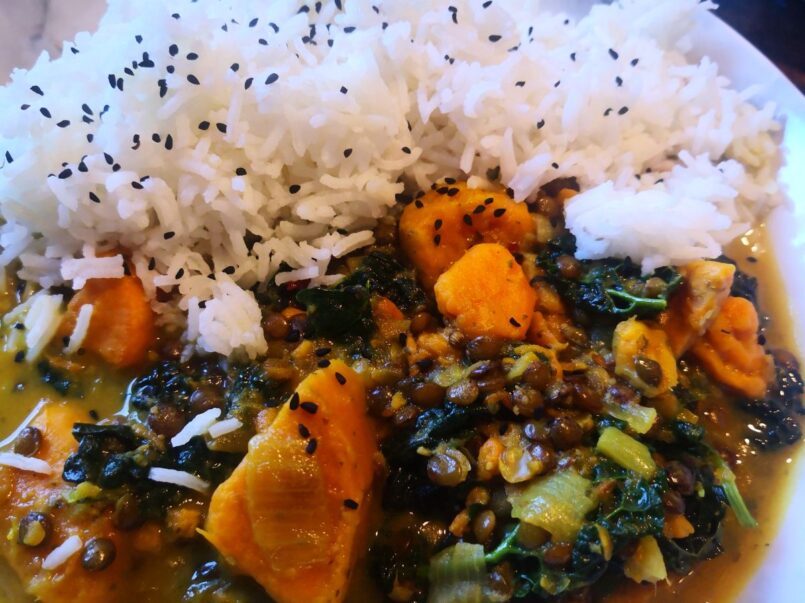 Kale and sweet potato curry